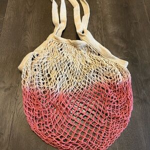 Pink and Cream Mesh Tote Bag